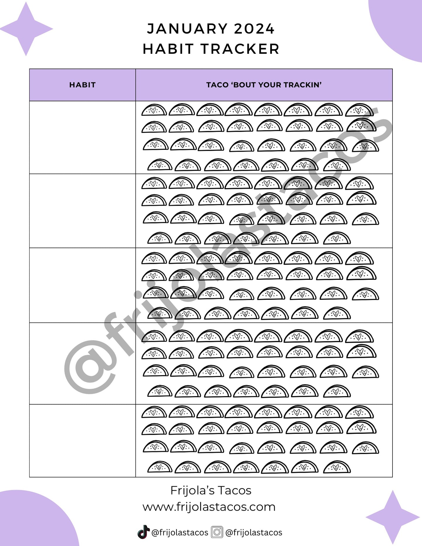 January 2024 Taco Habit Tracker